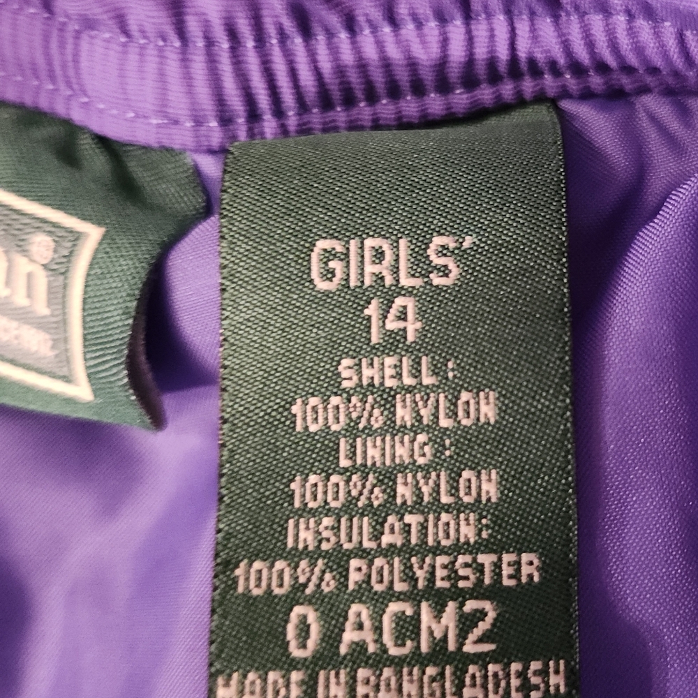 L.L. Bean OACM2 Snow Ski Active Outdoor Thinsulate Pant Pink/Purple Girls Size 1 - Picture 3 of 14